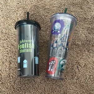 Disney Park Starbucks Tumbler and Haunted Mansion Cup